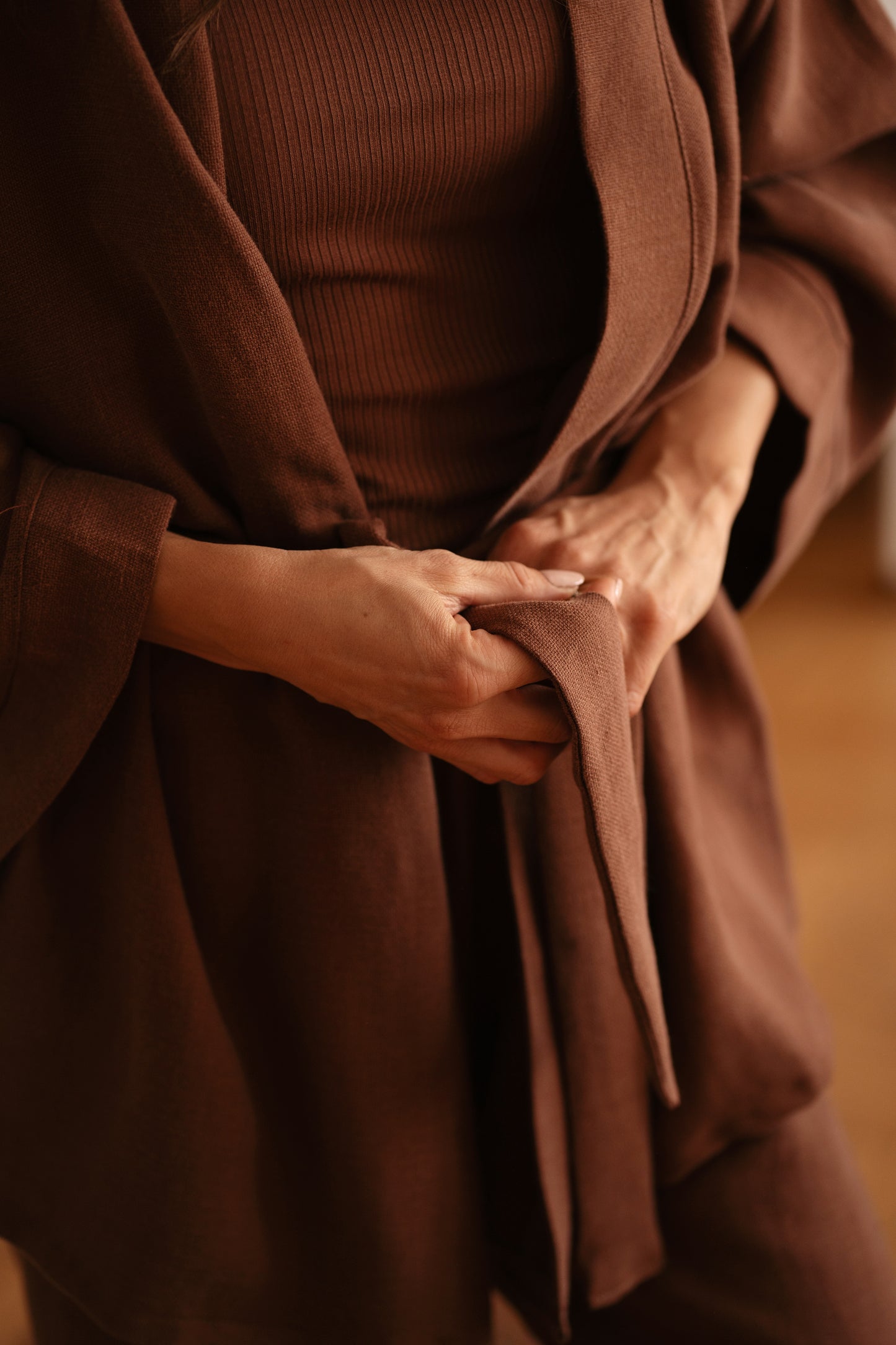 Elaya Kimono / Linen - Chocolate