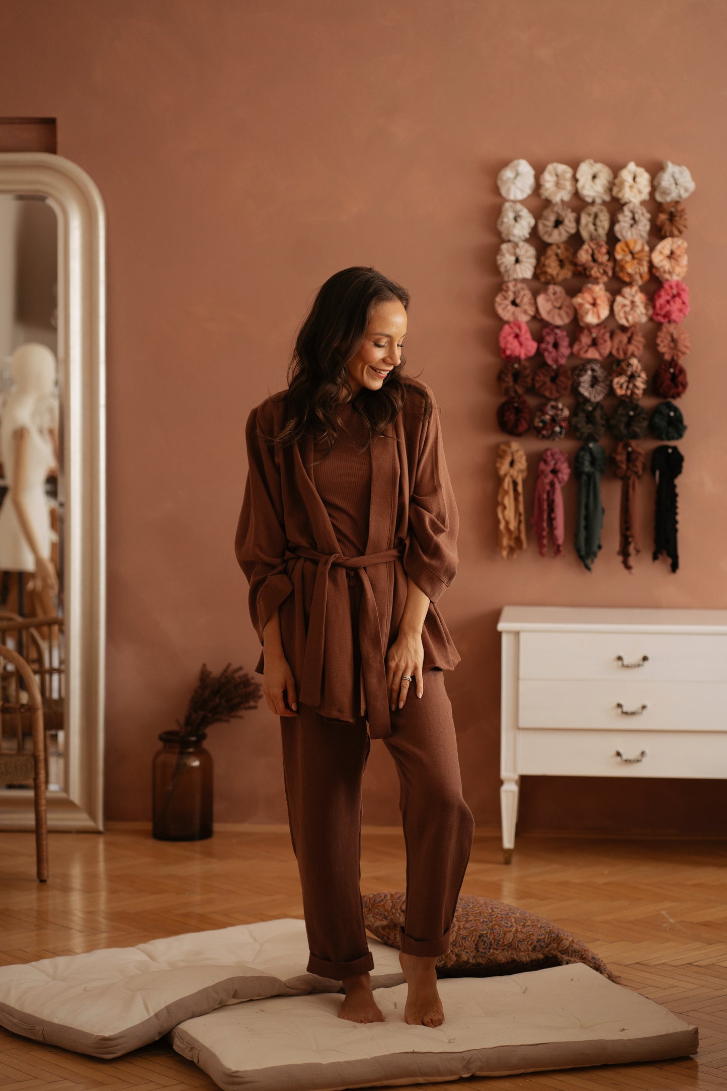 Elaya Kimono / Linen - Chocolate