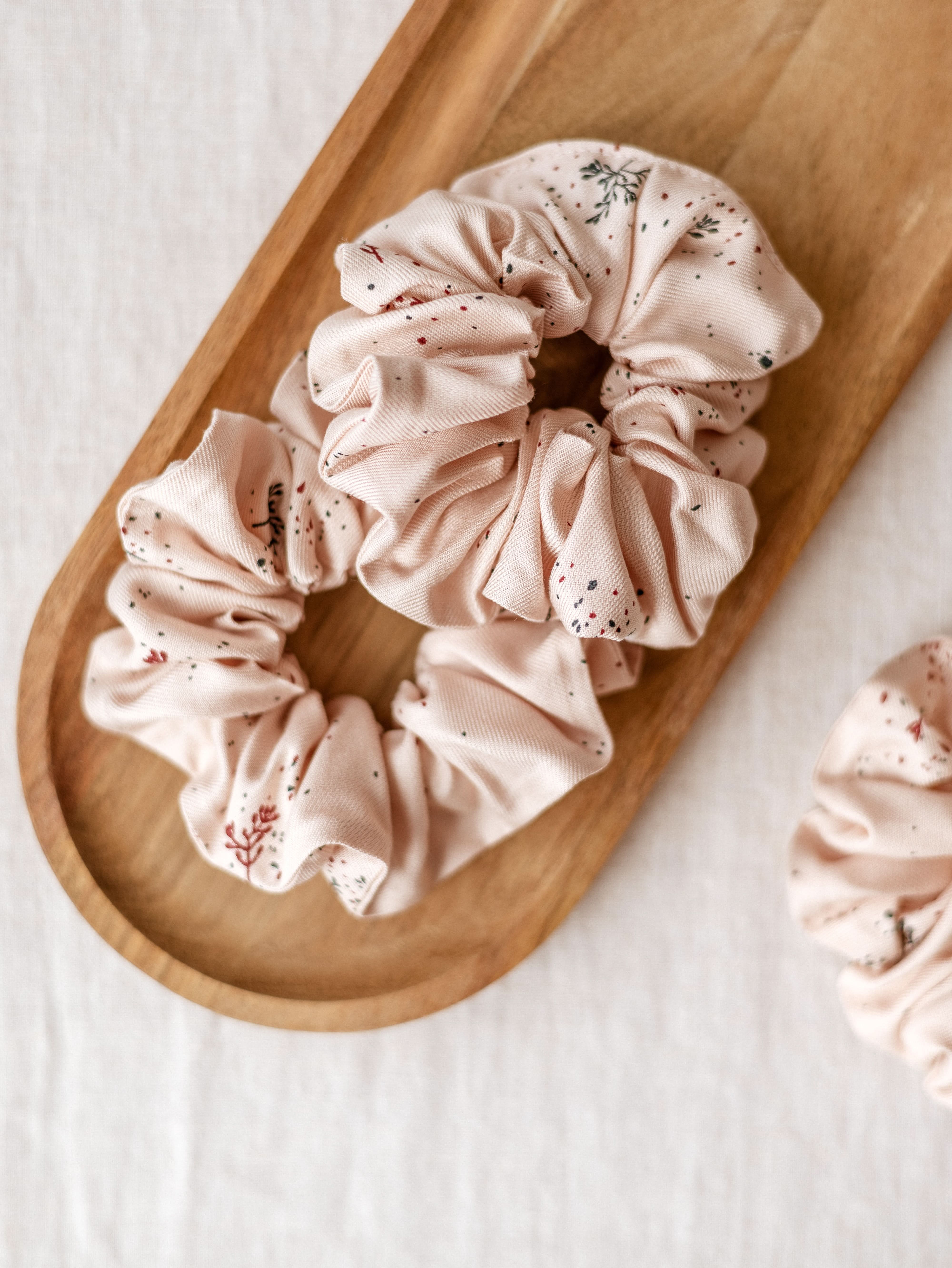 ADEAM Japanese Quiet Luxury Blush Pink Twill Scarf Tail Scrunchies. NWT set of 2 Damask Rose XXL Scrunchie for Luxurious Hair Care main image 2