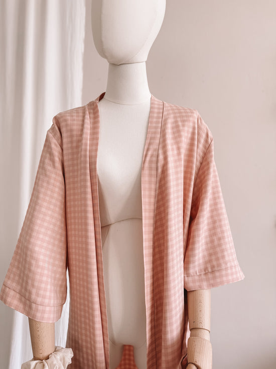 Viscose robe  / checkers - blush