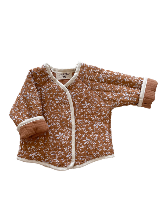 Baby & toddler teddy jacket / caramel flowers
