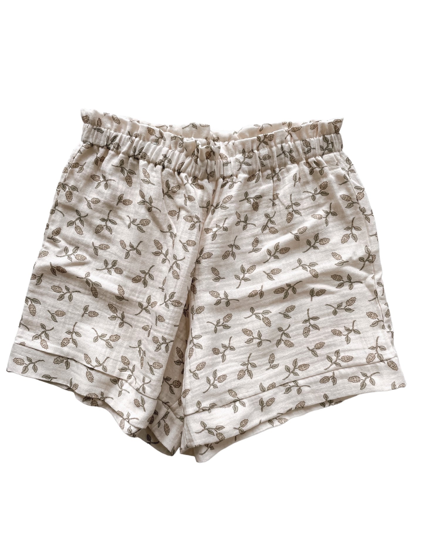 Muslin ruffle shorts / Simple floral
