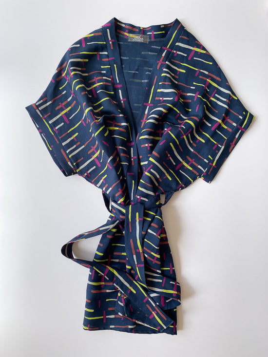 Kimono / linen - midnight stripes