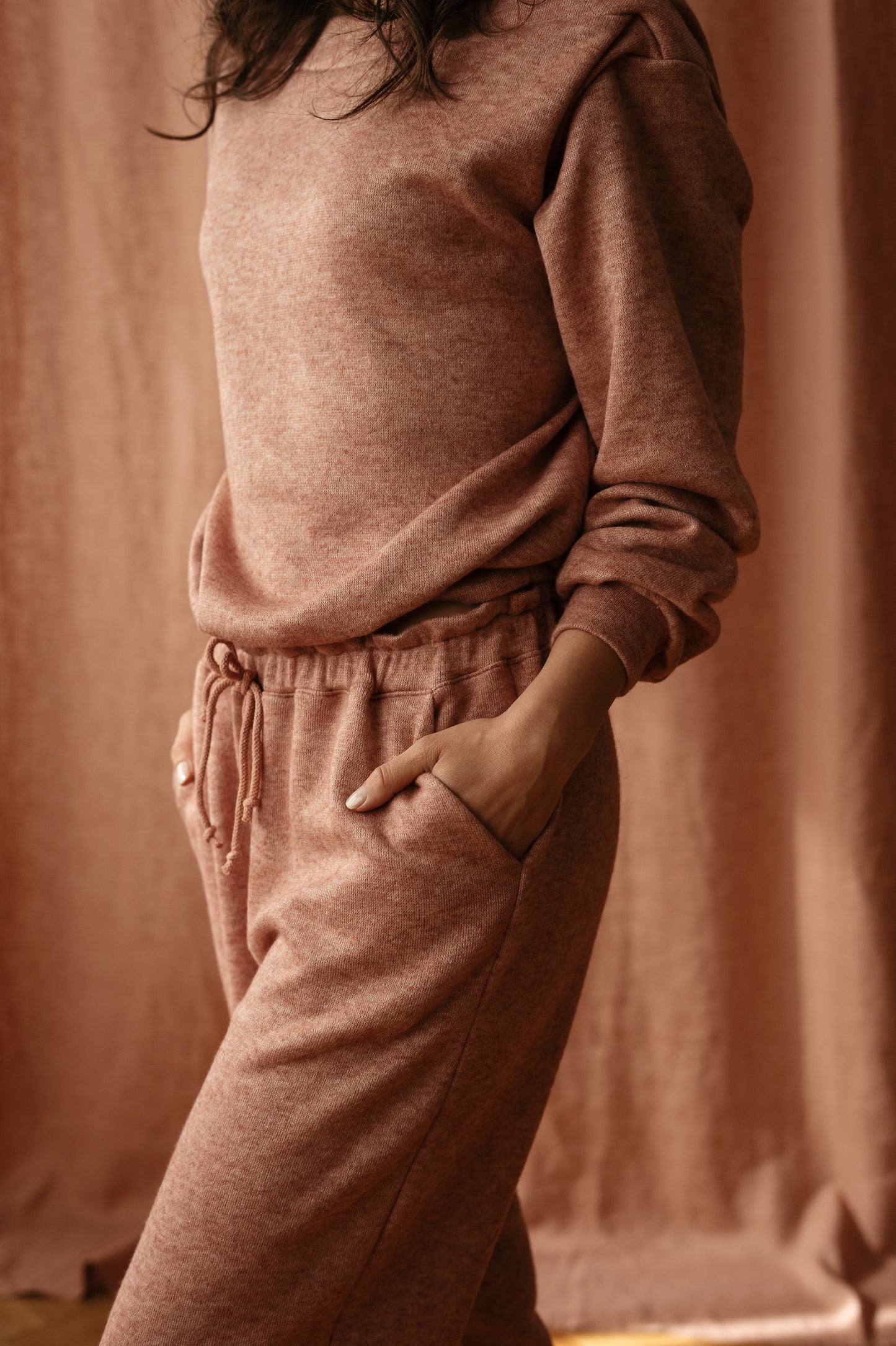 Loungewear pants / vintage rose knit