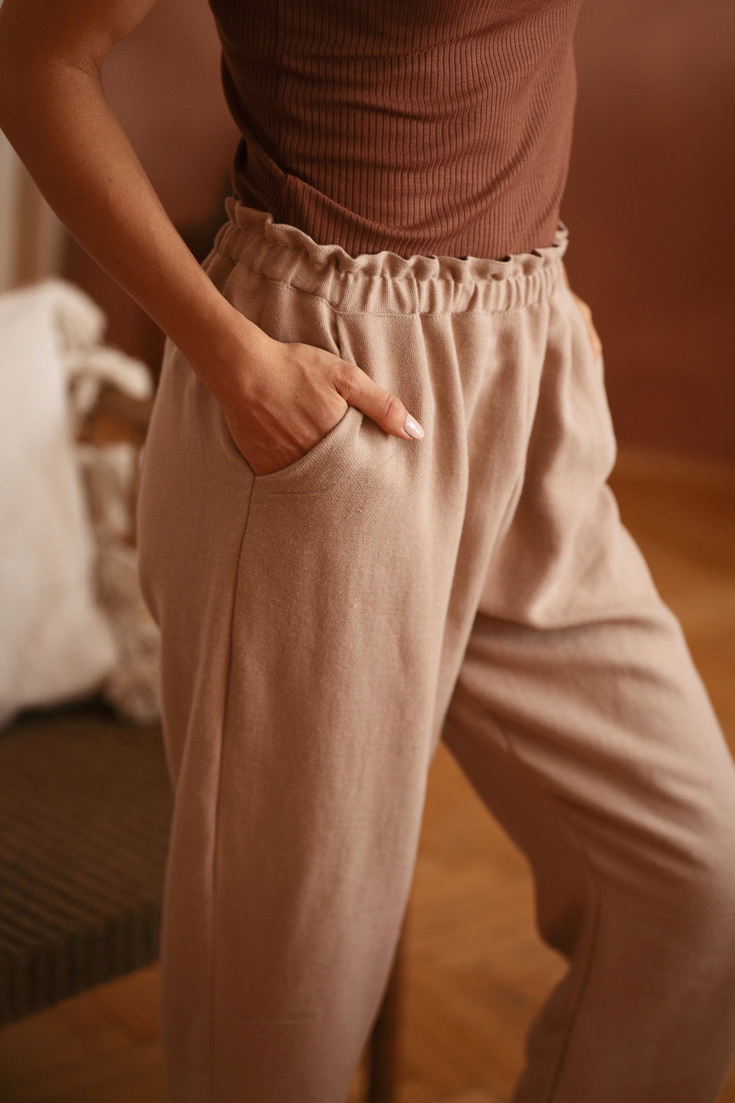 Long Poppy pants / Linen - Beige