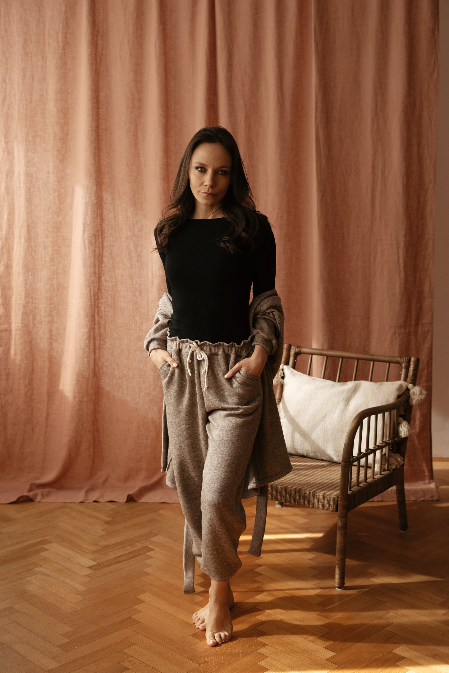 Loungewear pants / dark mocha knit