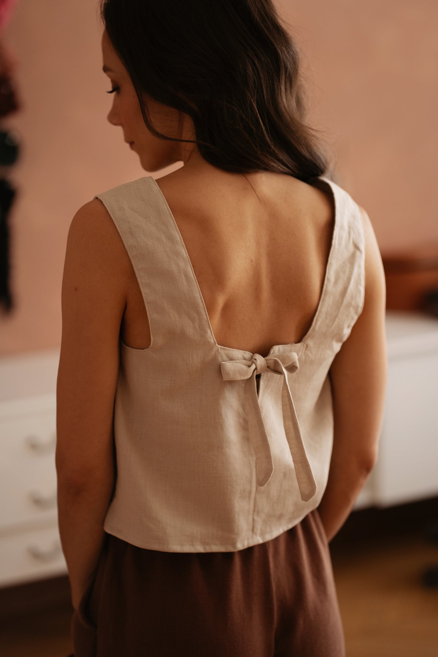 Lulu lanen top / light beige