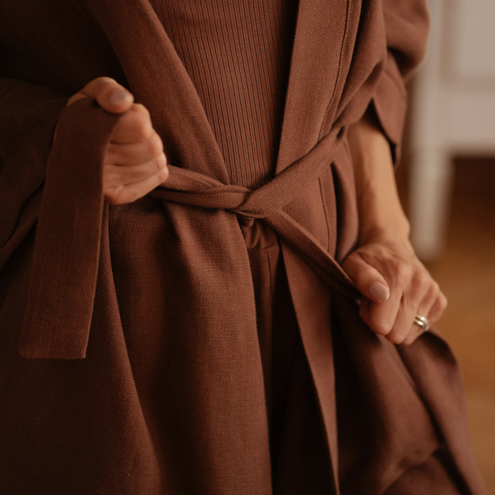 
                      
                        Elaya Kimono / Linen - Chocolate
                      
                    