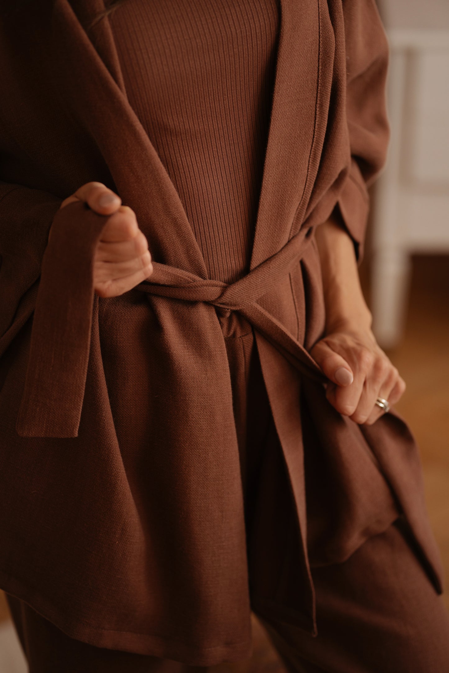 Elaya Kimono / Linen - Chocolate