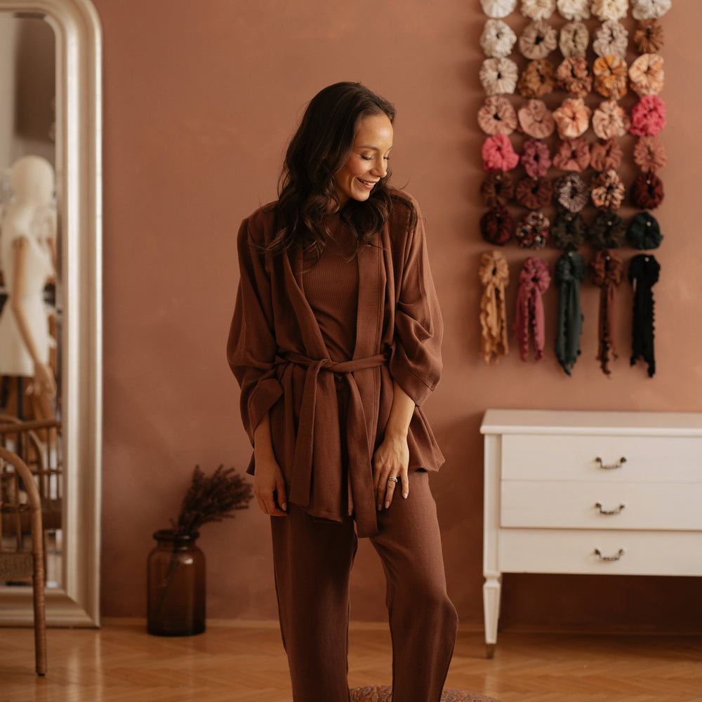 
                      
                        Elaya Kimono / Linen - Chocolate
                      
                    