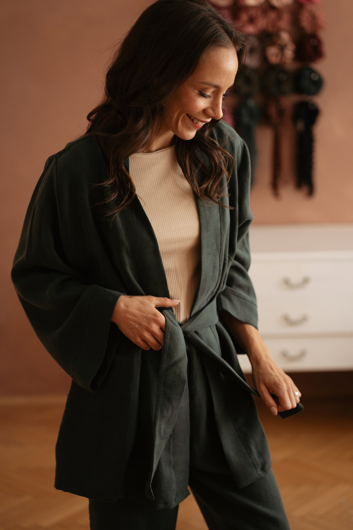 Elaya Kimono / Linen - Emerald