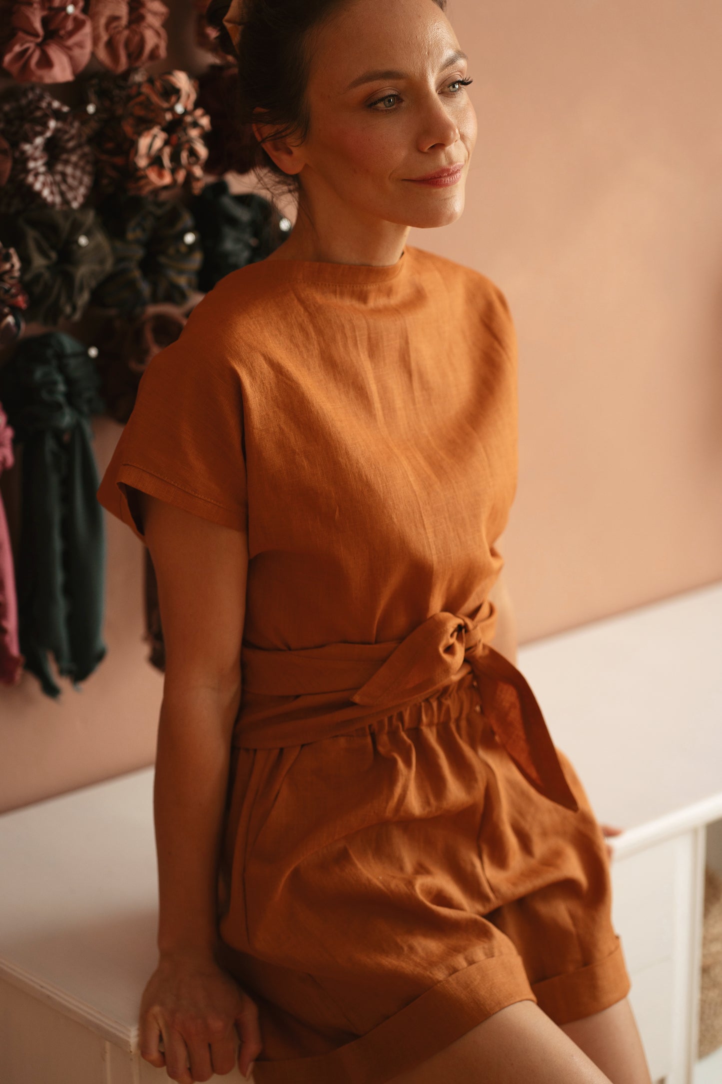 Mae wrap top / lan - burnt orange