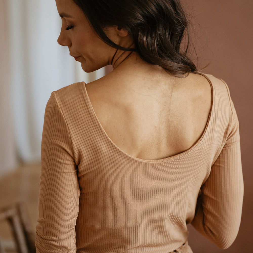 
                      
                        Modal ribbed 3/4 sleeve top / nougat
                      
                    