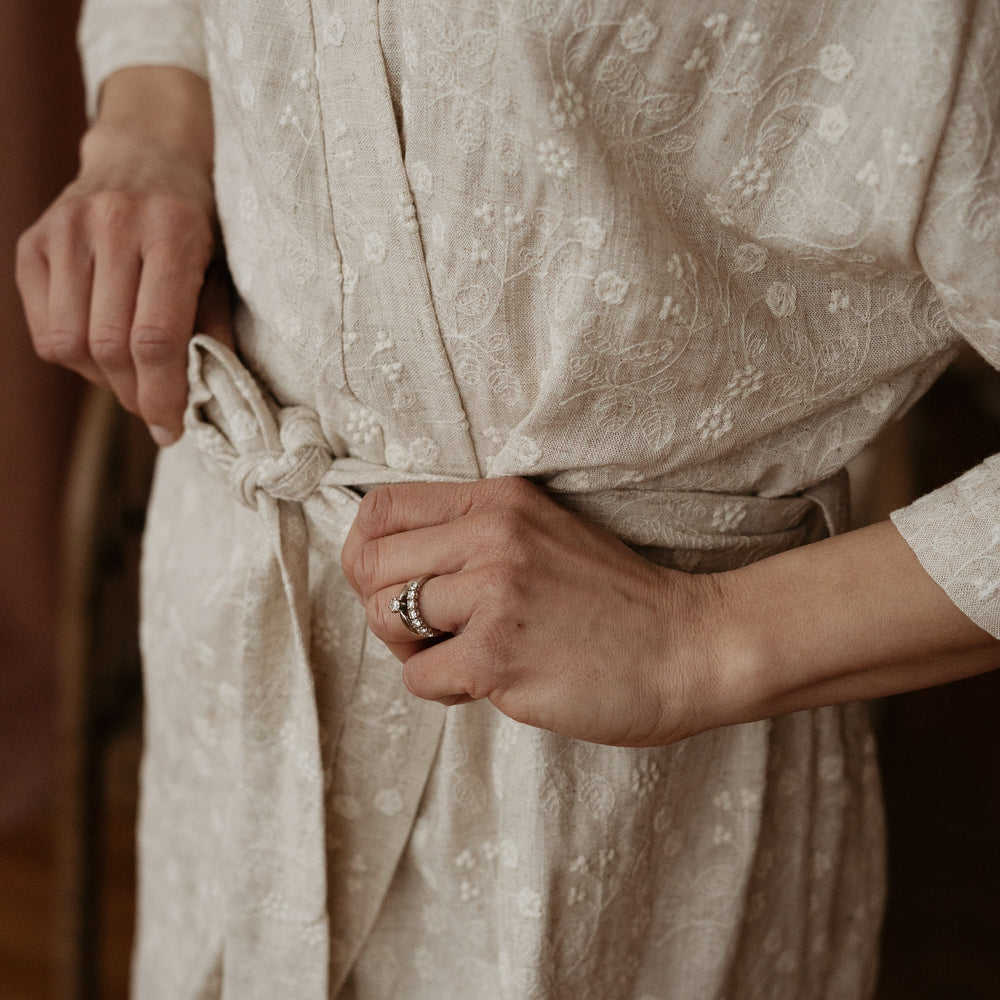 
                      
                        Linen embroidered robe
                      
                    