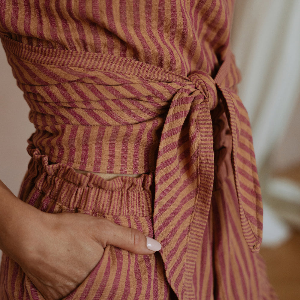 Mae wrap top / stripes - honey raspberry