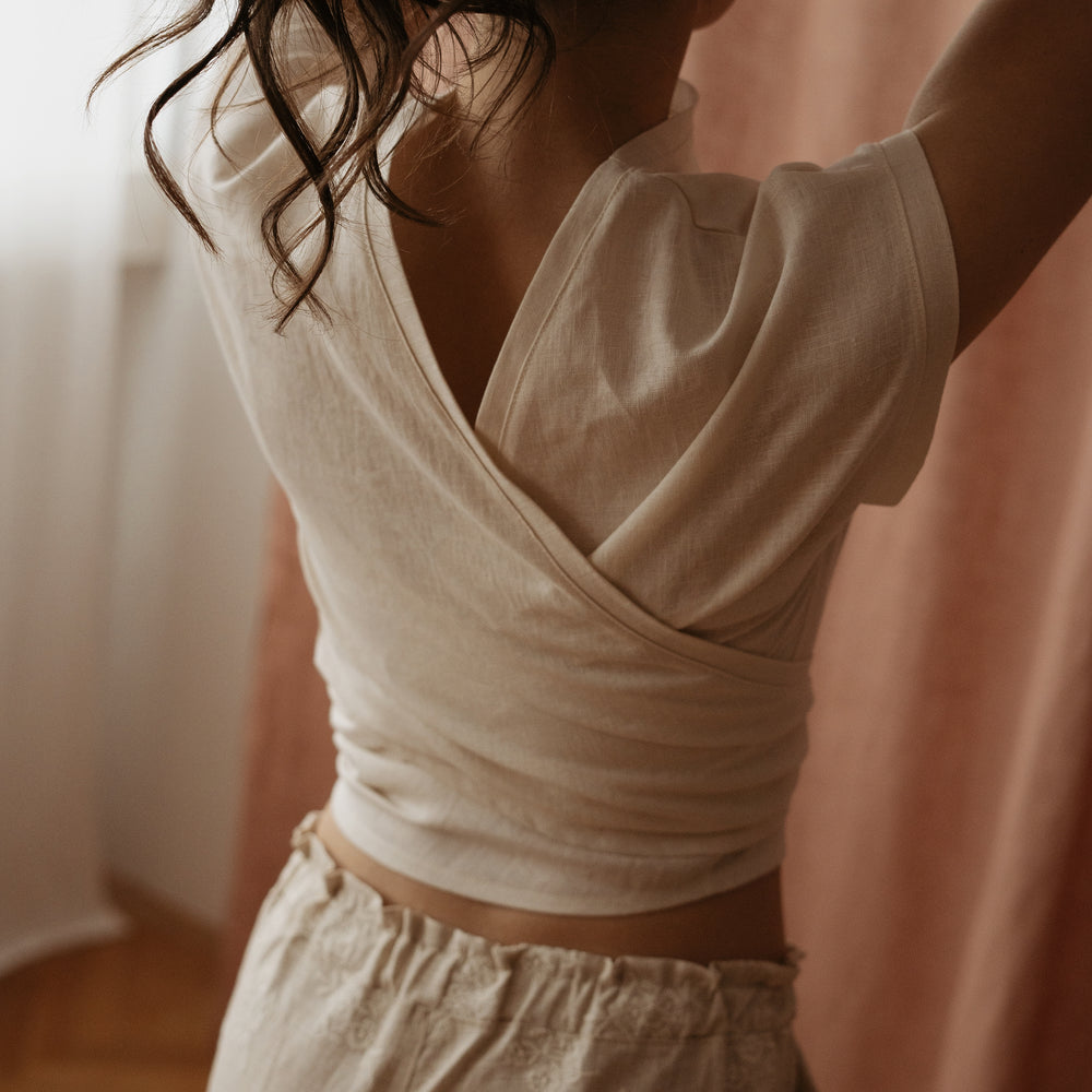 Mae wrap top / linen - milk