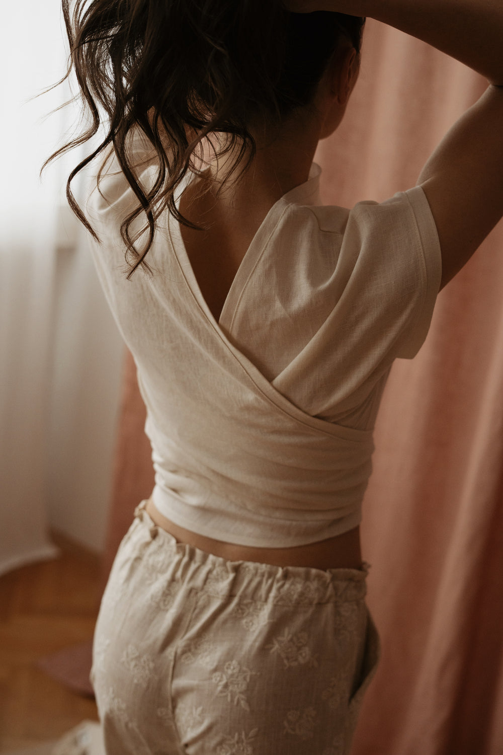 Mae wrap top / linen - milk