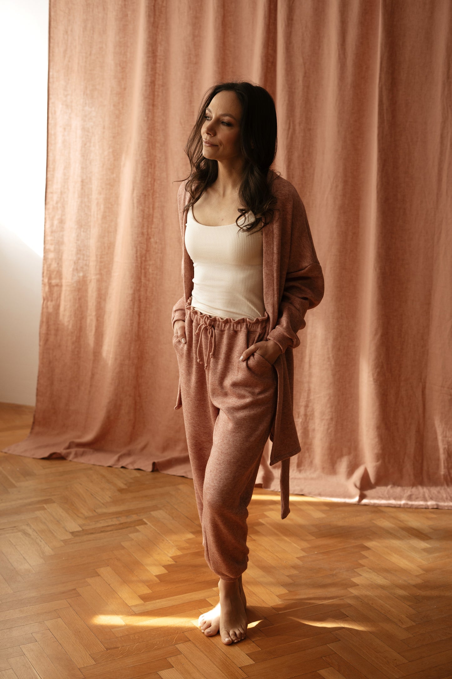 Loungewear pants / vintage rose knit