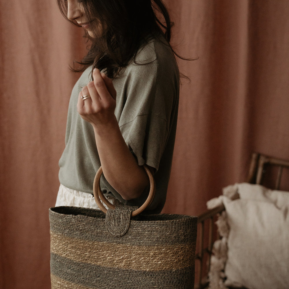 Grass handbag /  dusty grey + natural