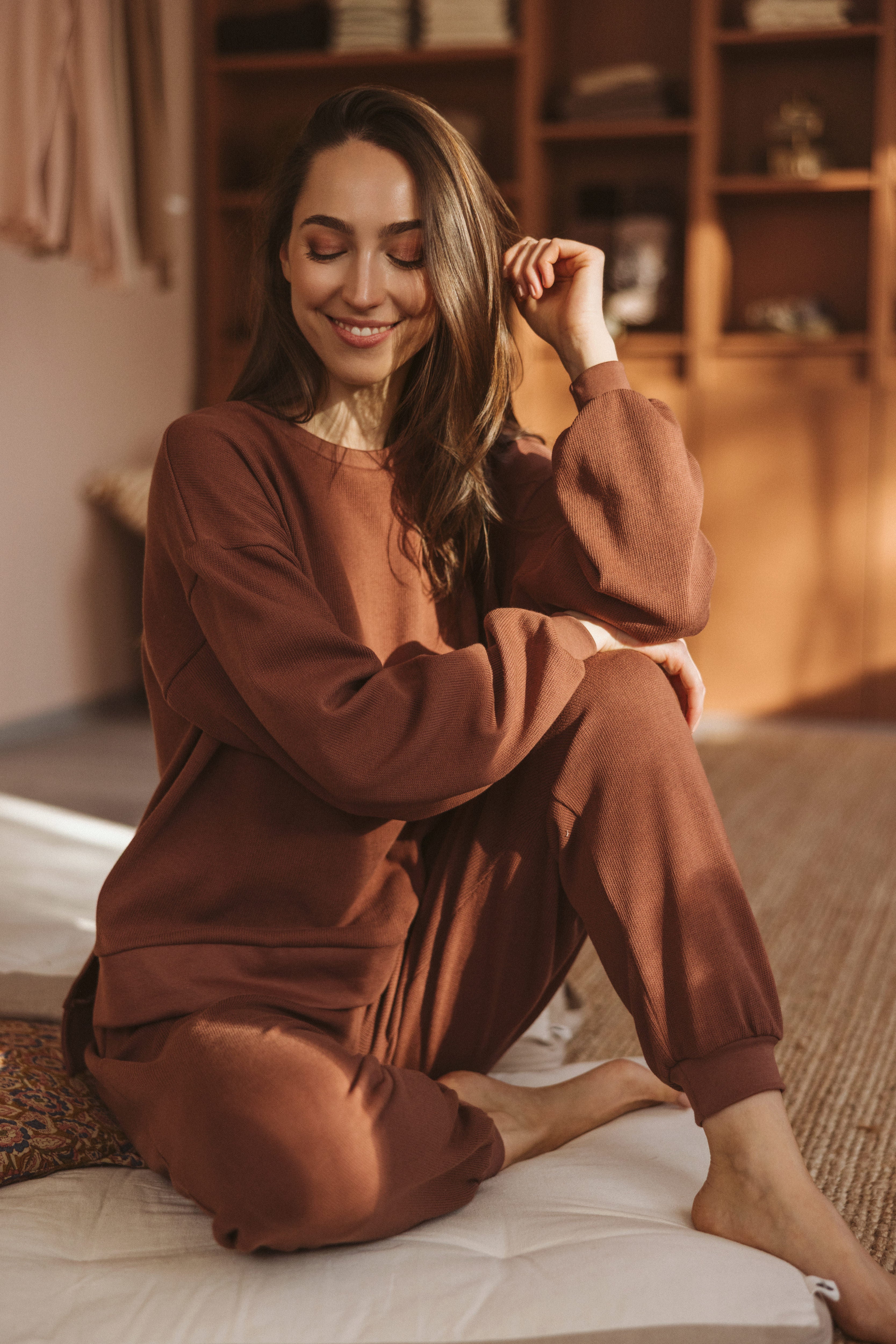Sienna Cotton Knit Sweater / Dark rosewood – EvelinaApparel