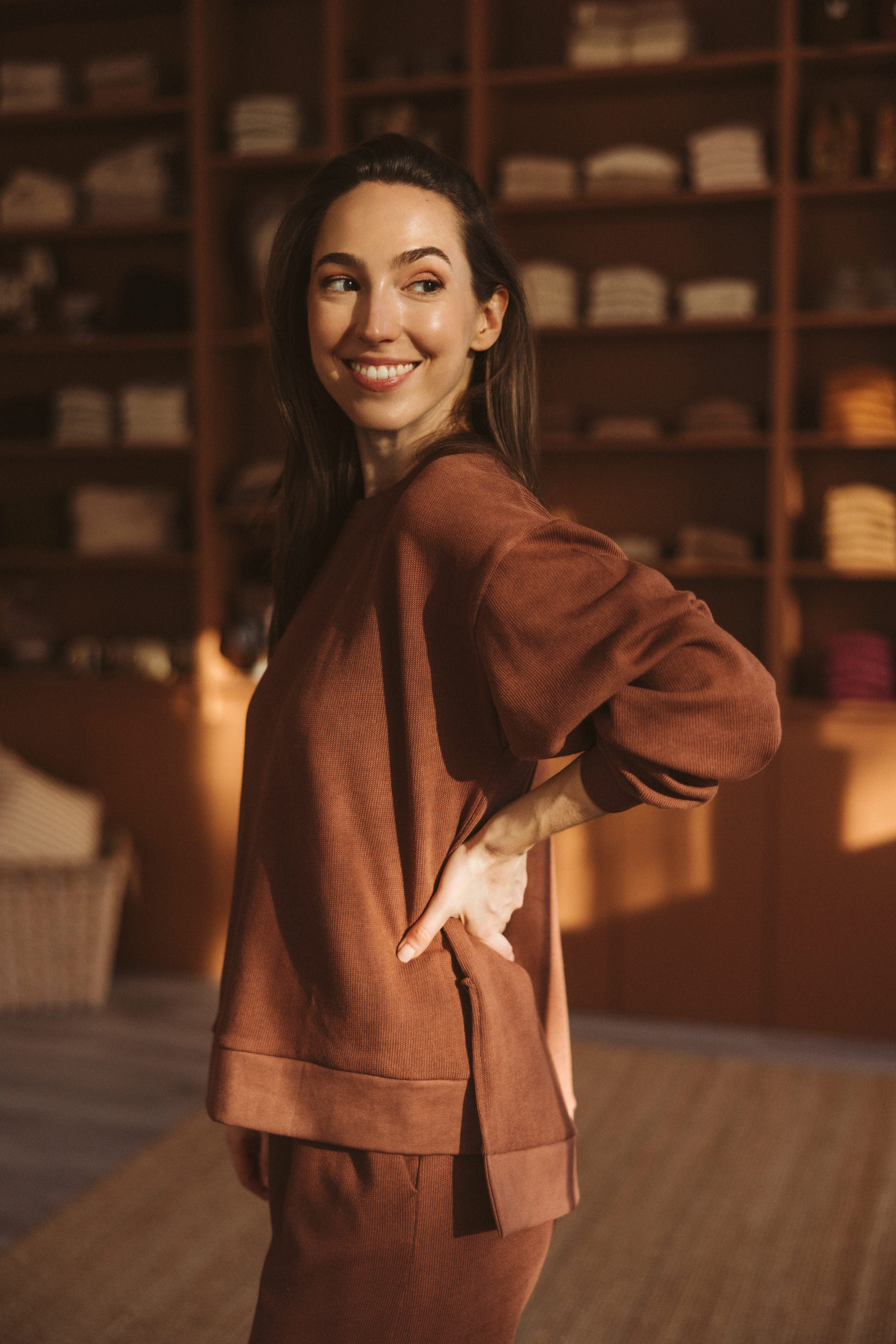 Sienna Cotton Knit Sweater / Dark rosewood – EvelinaApparel