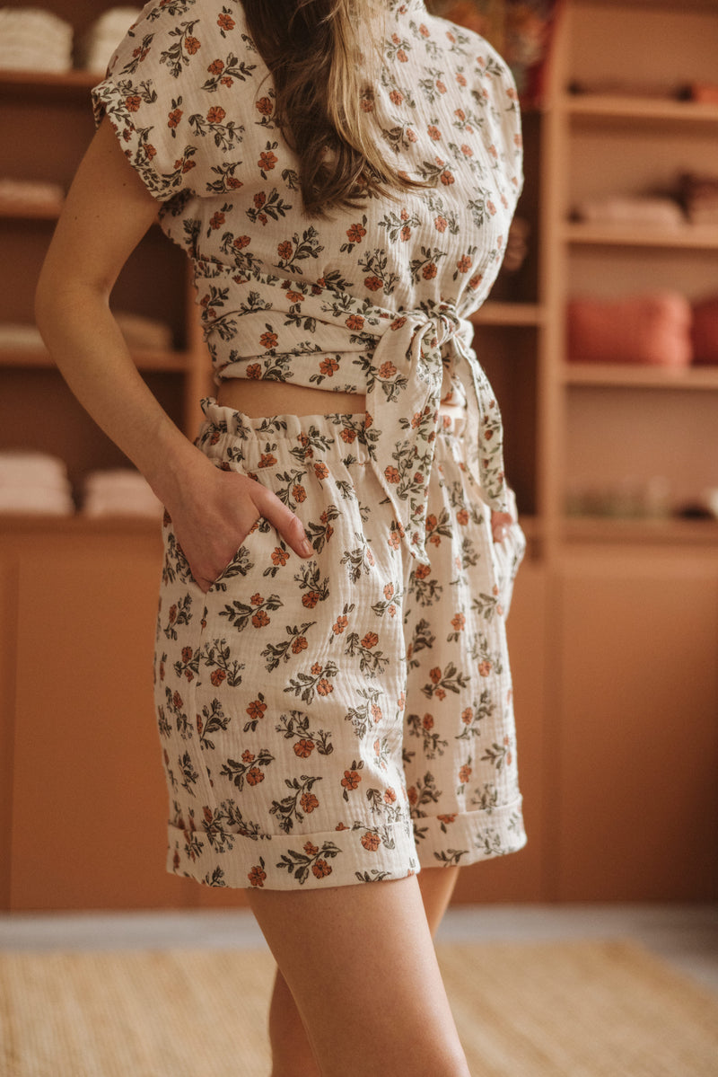 Poppy shorts / Muslin - Vintage Florals