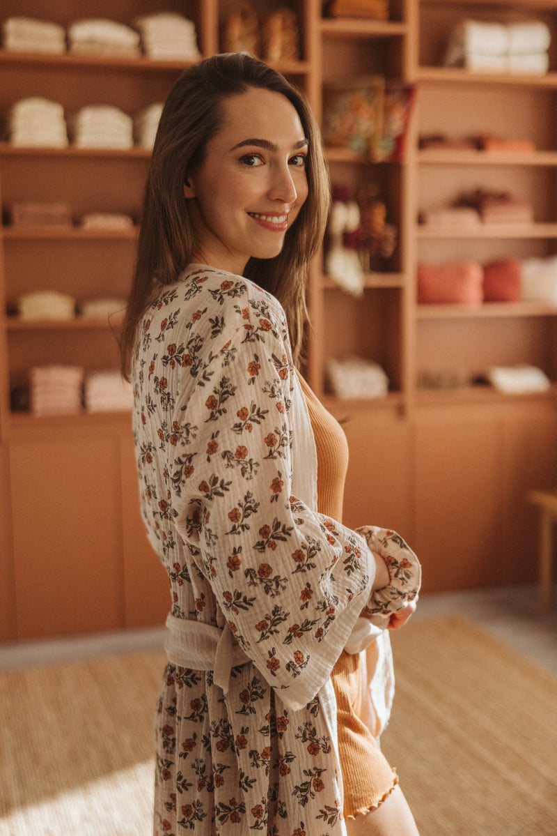 Muslin robe / Vintage Florals