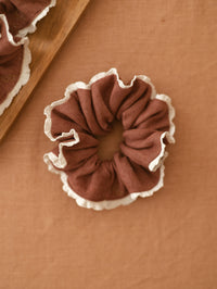 Linen Scrunchie / ruffles - Rosewood