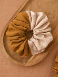 Linen Scrunchie / Colorblock - Powder/Caramel