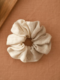 Linen Scrunchie / Colorblock - Natural/Ecru