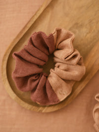 Linen Scrunchie / Colorblock - Rosewood/Terrarossa