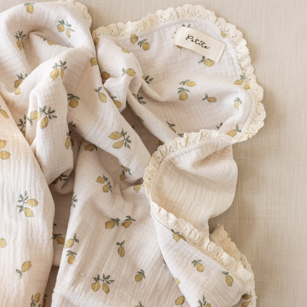 
                      
                        Muslin Blanket /  lemons + lace
                      
                    