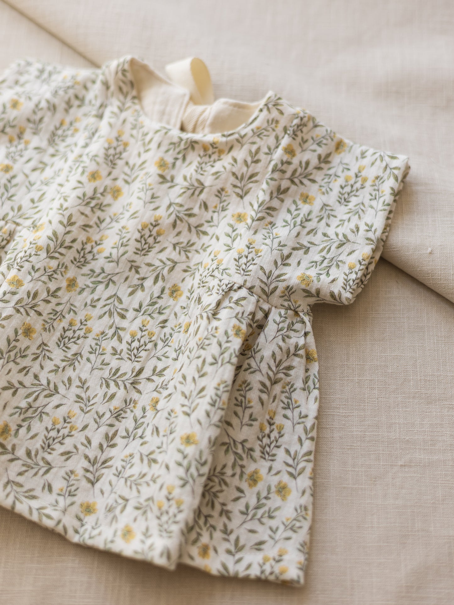 LIMITED EDITION * Malia baby dress / soft branches - yellow