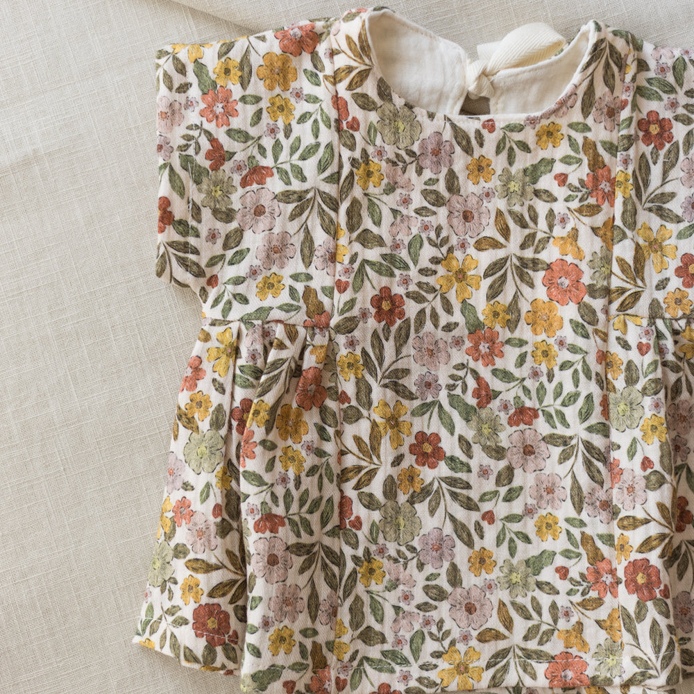 LIMITED EDITION * Malia baby dress / colorful flowers - caramel