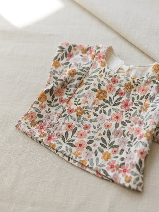 LIMITED EDITION * Muslin top / colorful flowers - rose