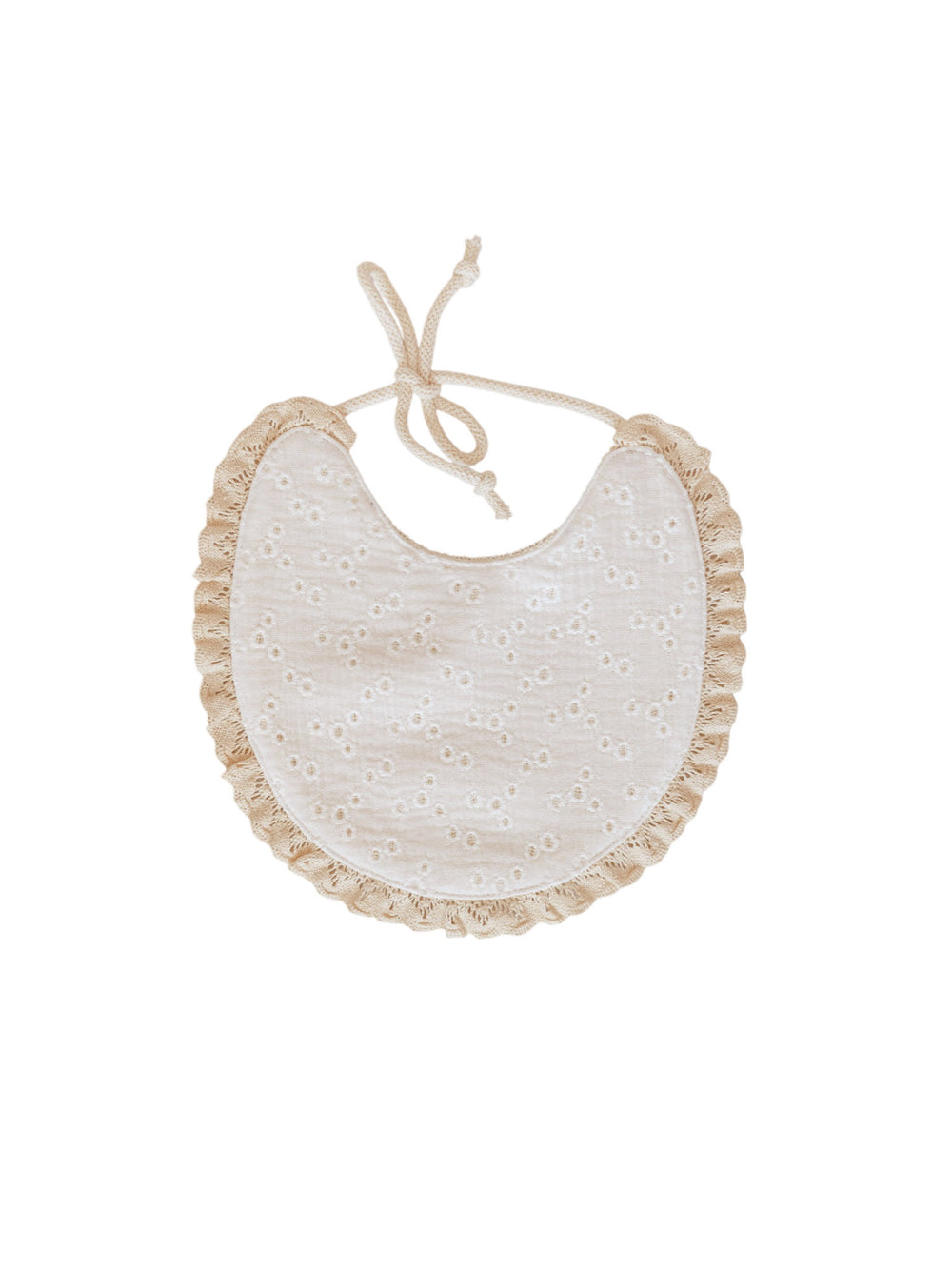 Baby bib / Embroidery & Lace - Ivory