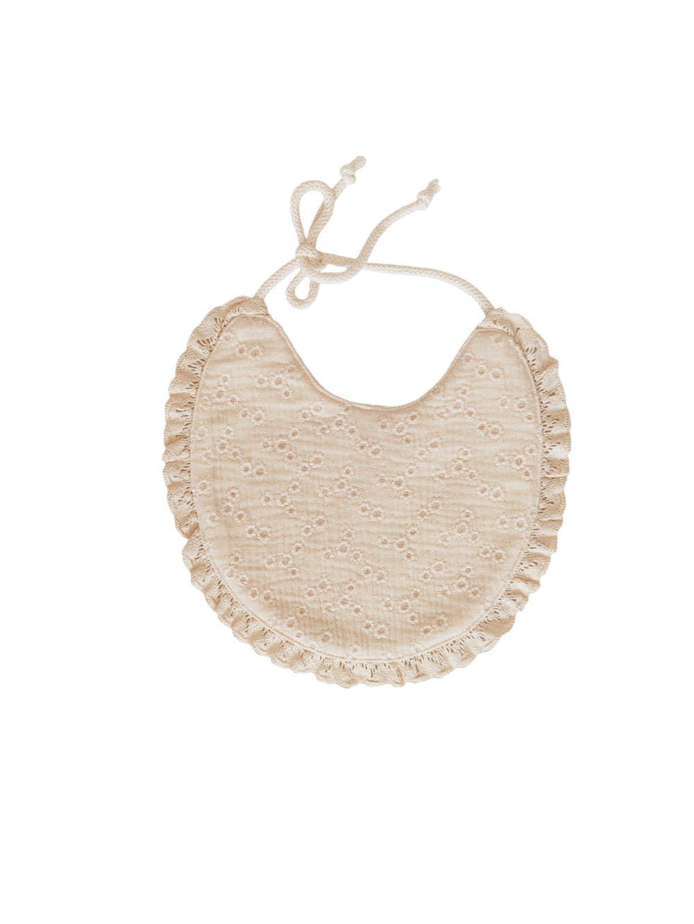 Baby bib / Embroidery & Lace - Ecru