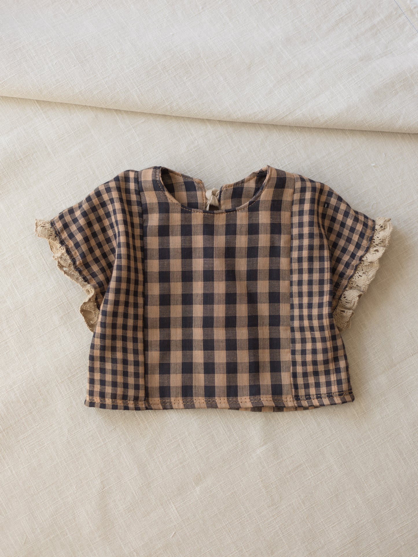 Muslin top / checkers - cacao