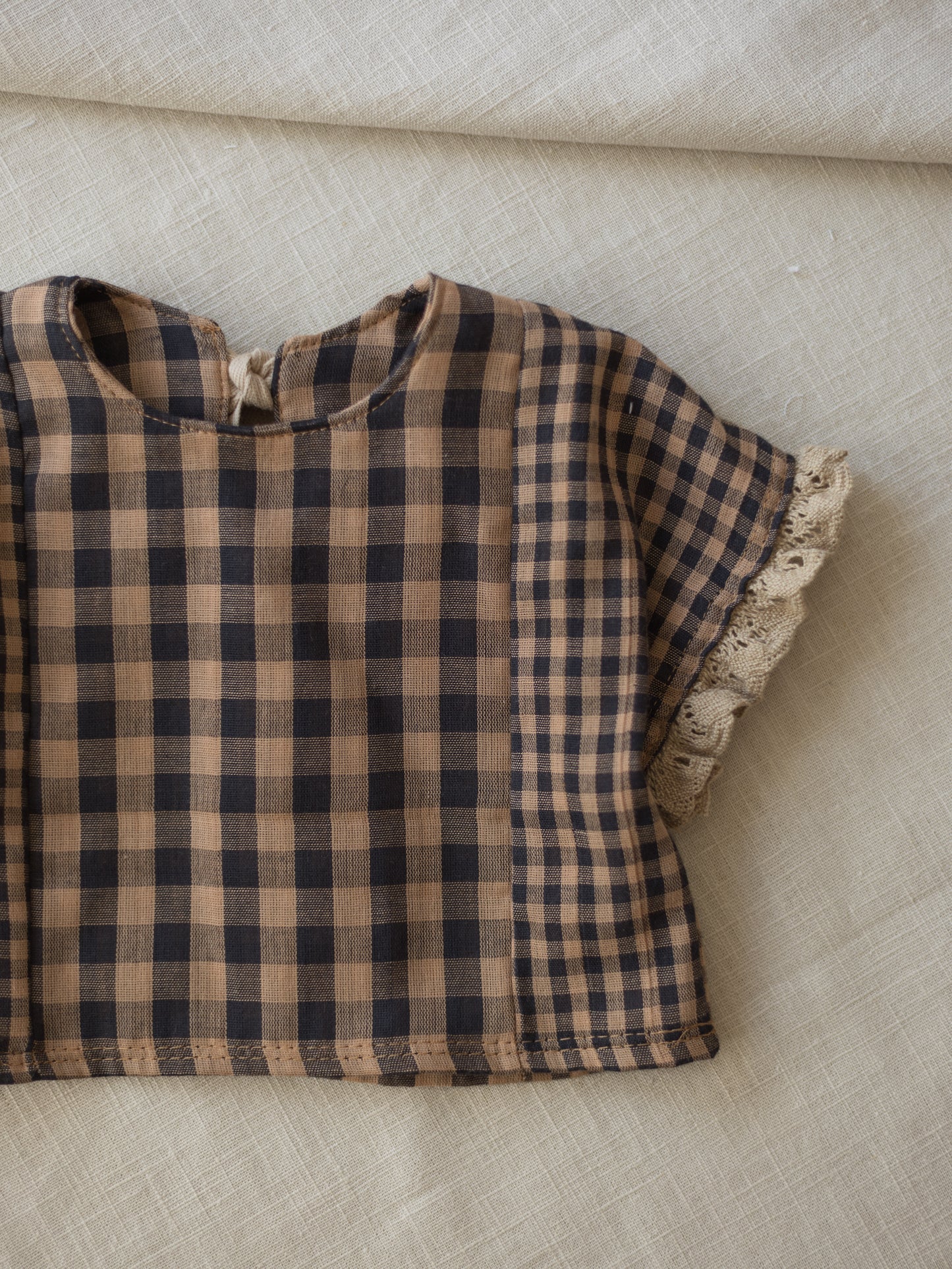 Muslin top / checkers - cacao