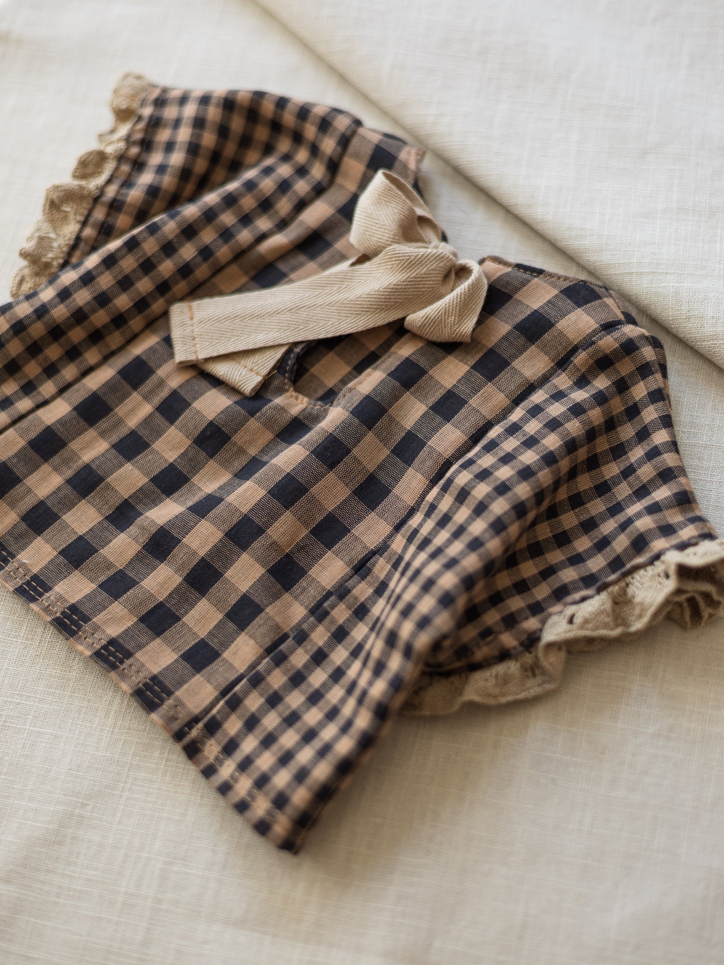 Muslin top / checkers - cacao