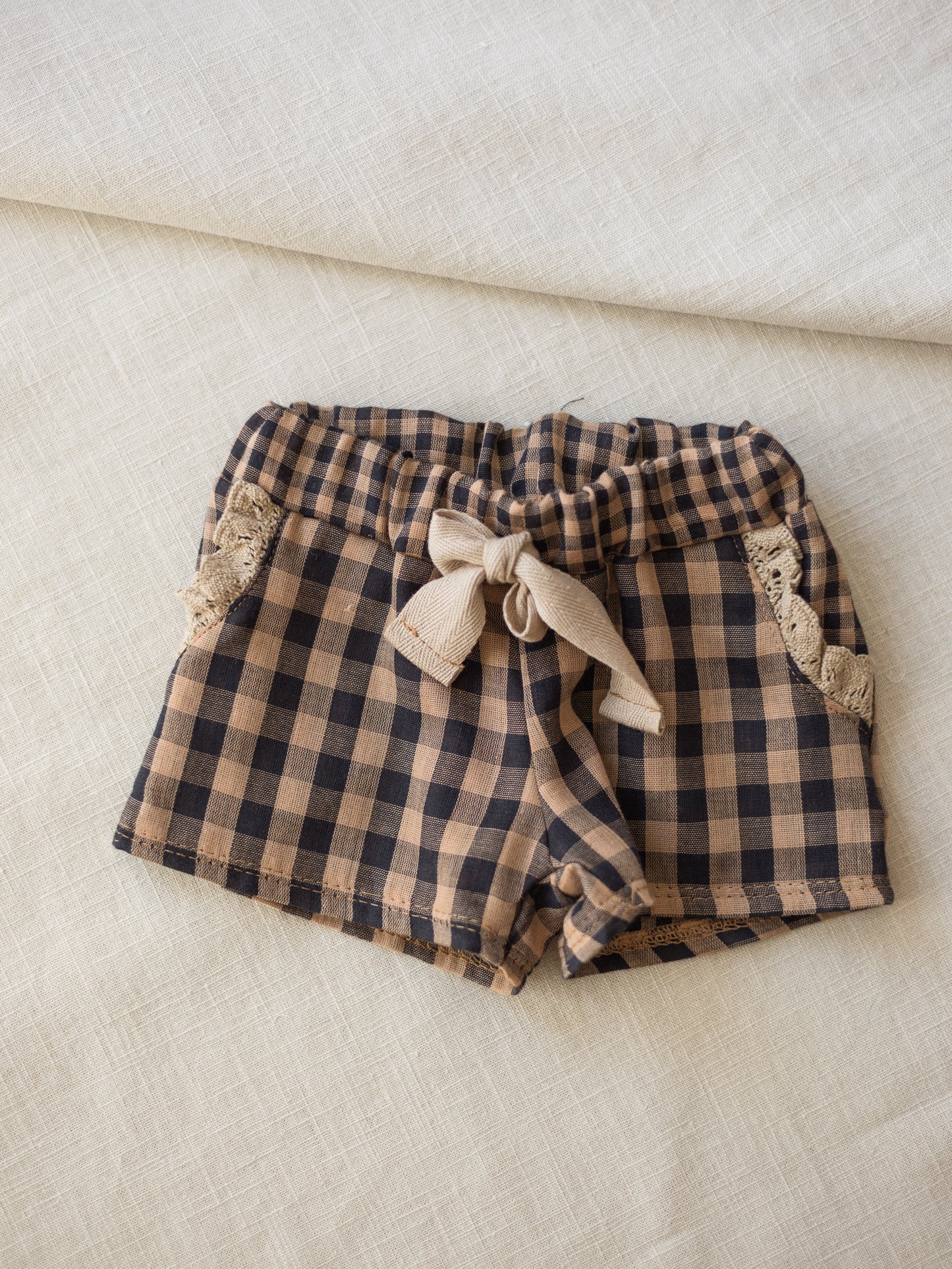 Muslin shorts / checkers - cacao