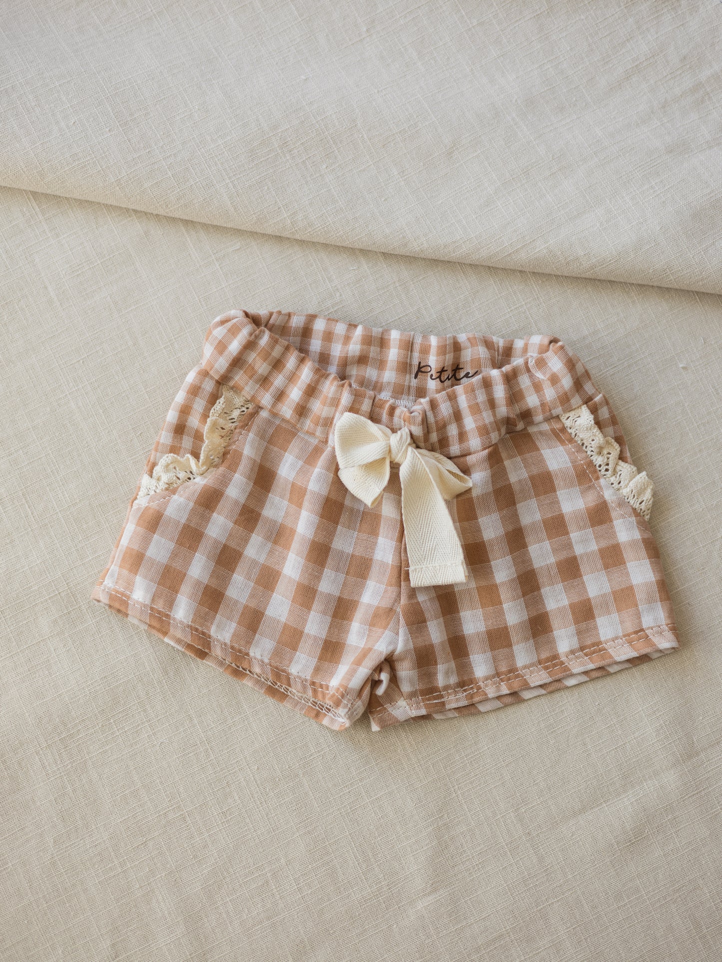 Muslin shorts / checkers - beige