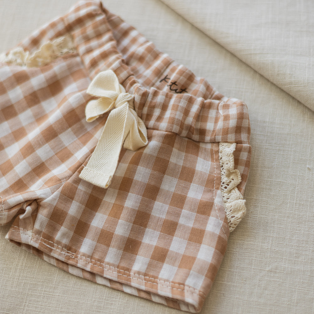 Muslin shorts / checkers - beige