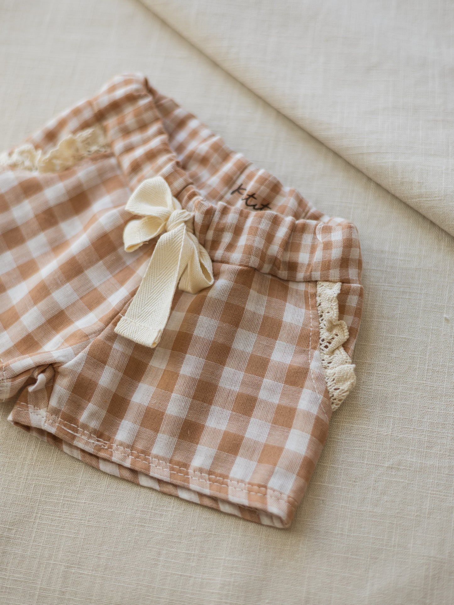 Muslin shorts / checkers - beige