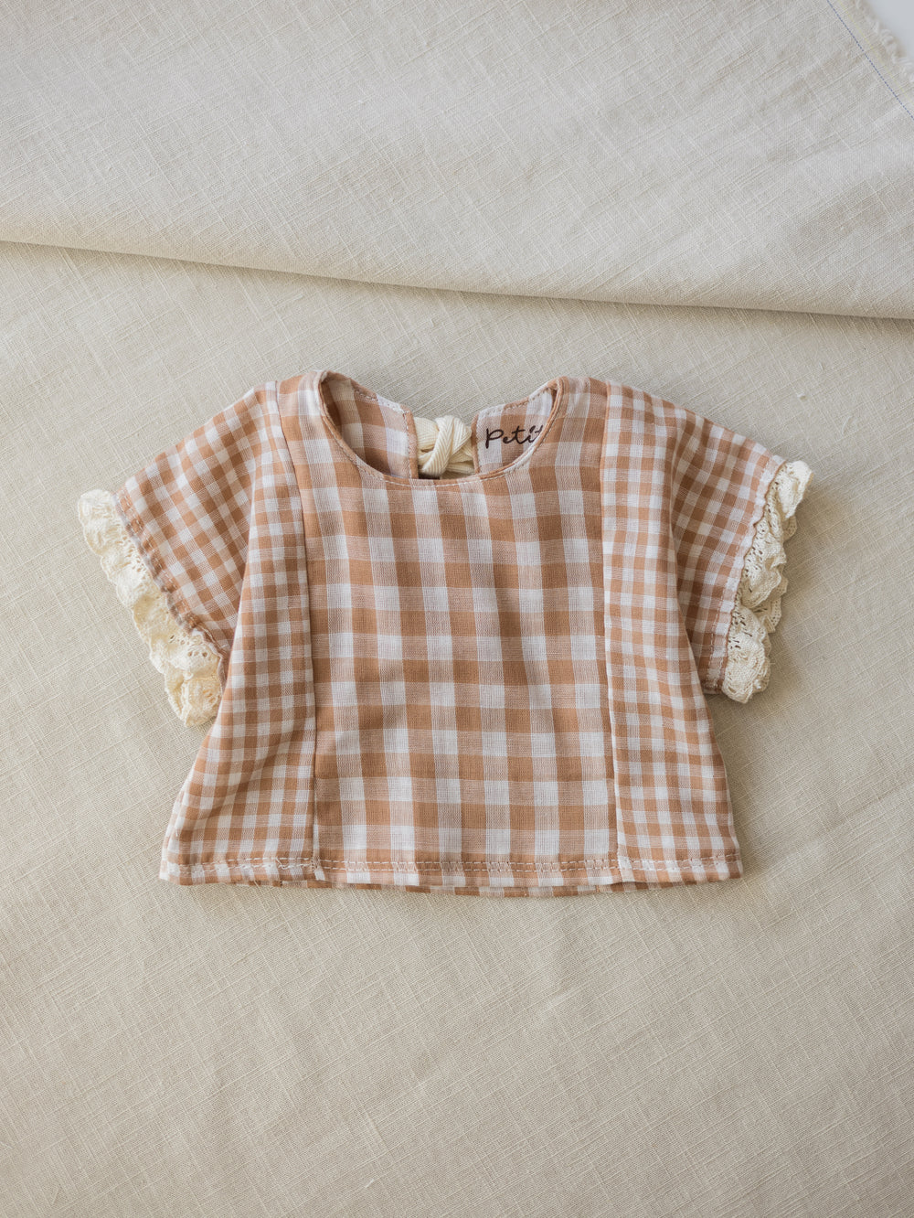 Muslin top / checkers - beige