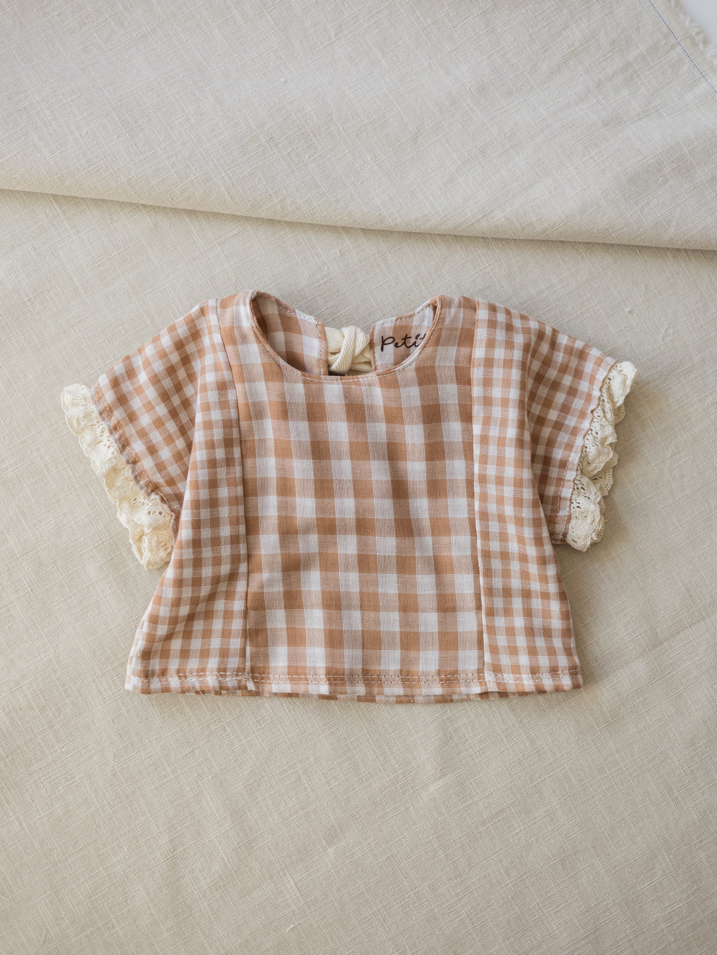 Muslin top / checkers - beige