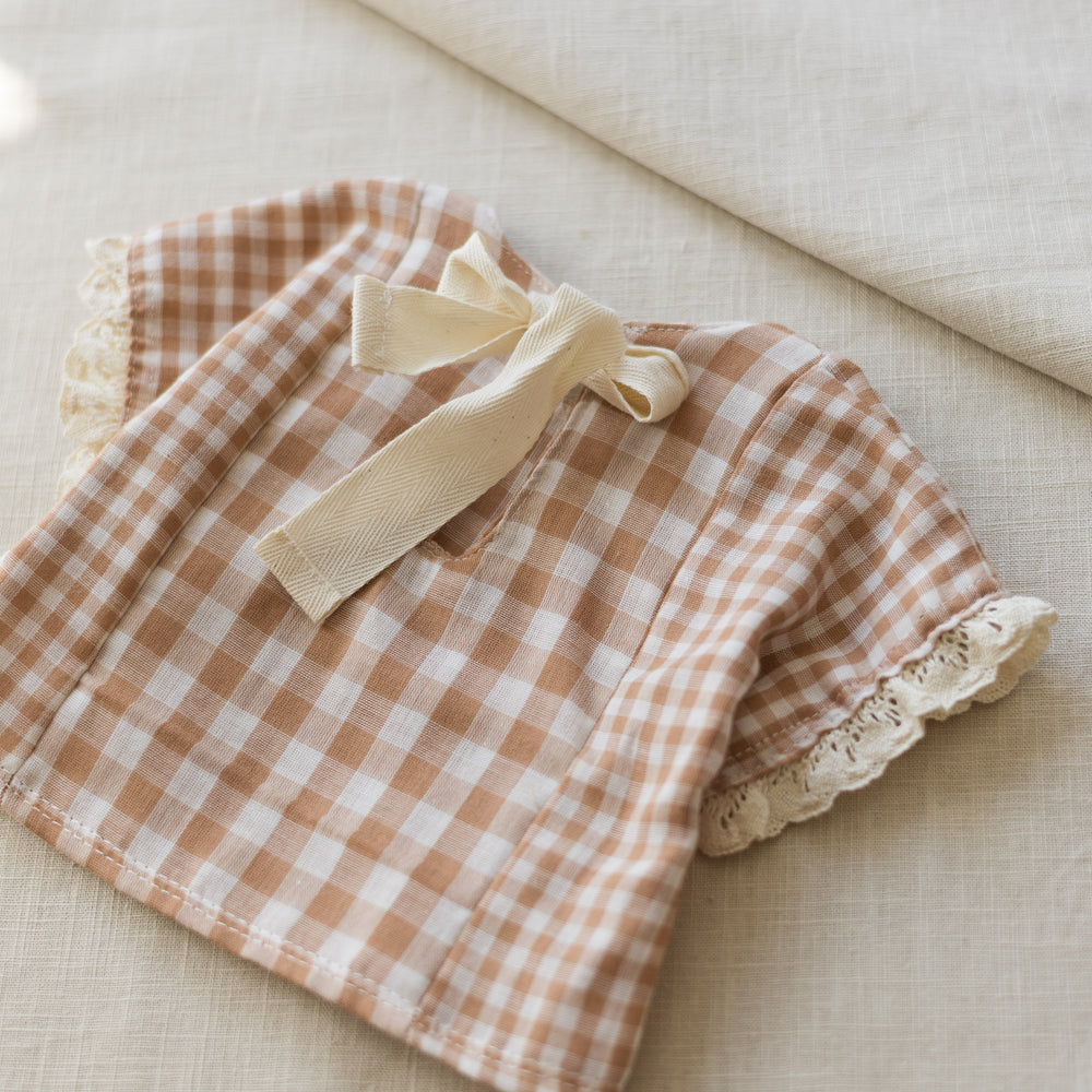 Muslin top / checkers - beige