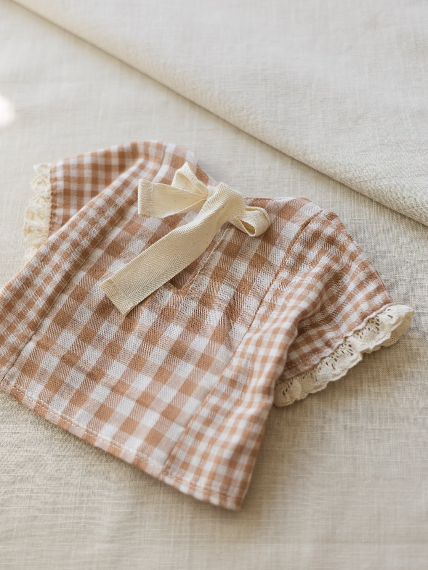 Muslin top / checkers - beige