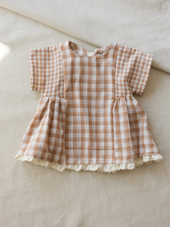 Malia baby dress / checkers - beige