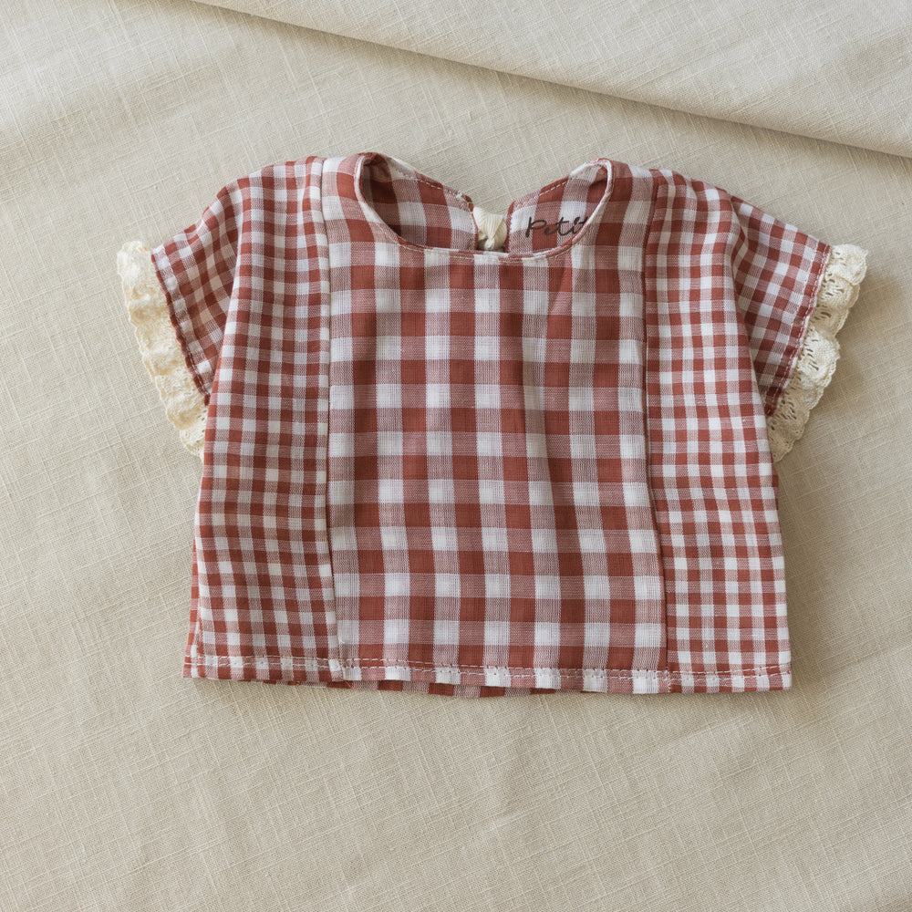 Muslin top / checkers - brick